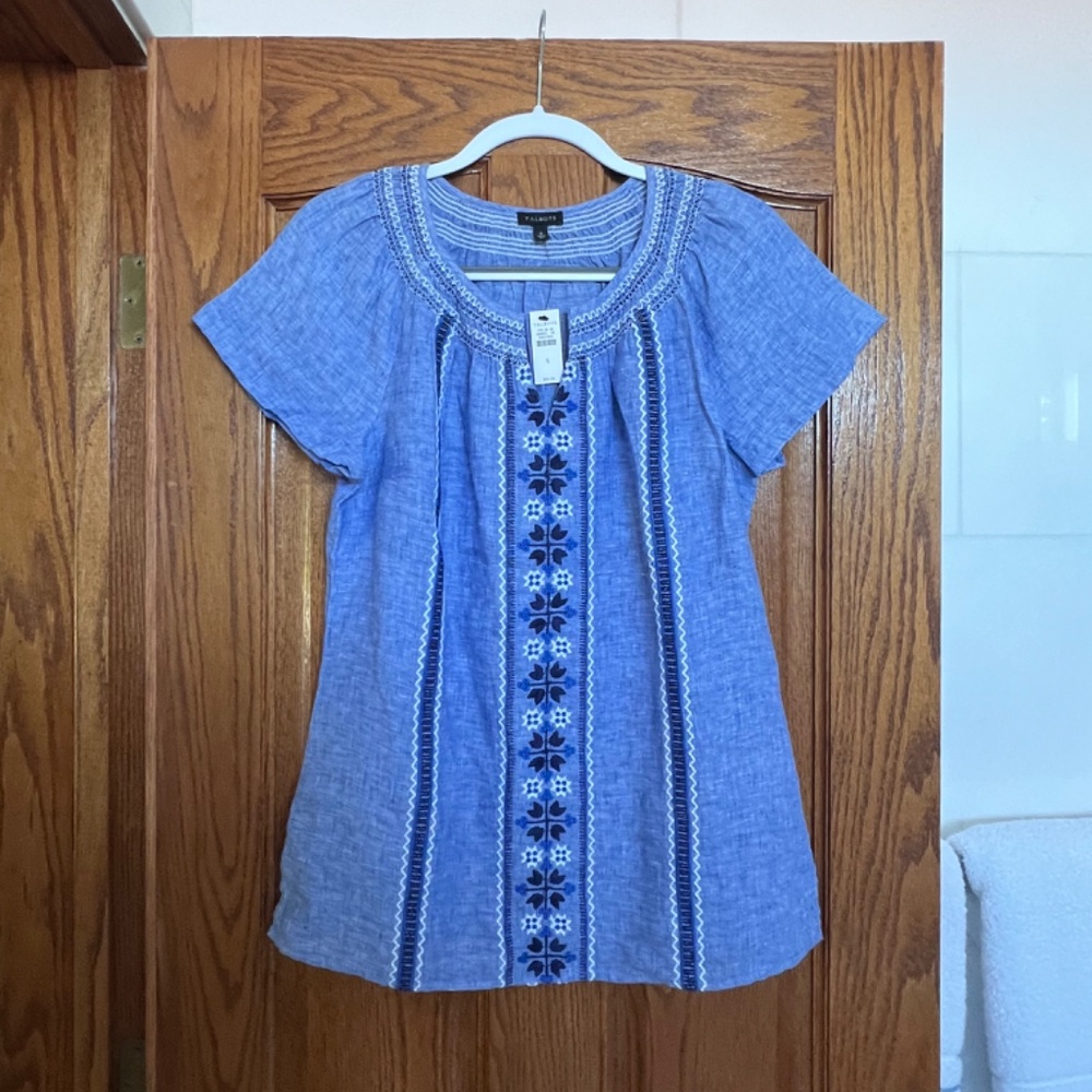 Talbot's Linen embroidered blouse